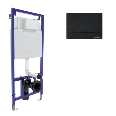 Инсталляция BERGES для скрытого монтажа унитаза NOVUM кнопка F5 Soft Touch, черная, артикул 040255