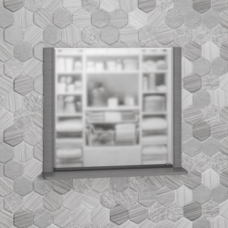 Зеркало с полкой "Венера 80" с выключателем, дуб серый, артикул 121012