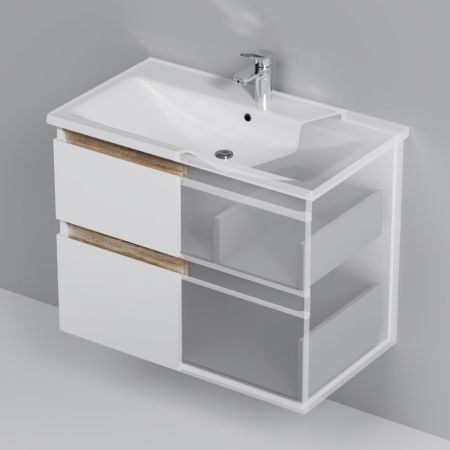 M85AFHX0802WG X-Joy, База под раковину, подвесная, 80 см, 2 ящика, белый глянец, артикул M85AFHX0802WG