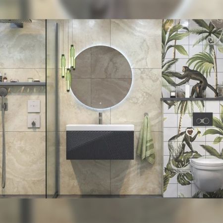 Тумба под раковину подвесная Velvex Edge tp.EDG.9696.80.1Y графит, 80 см, артикул tp.EDG.9696.80.1Y графит