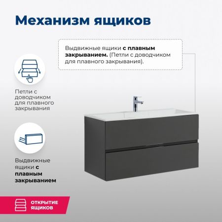 Тумба под раковину Aquanet Алвита 90 серый антрацит, артикул 00240111