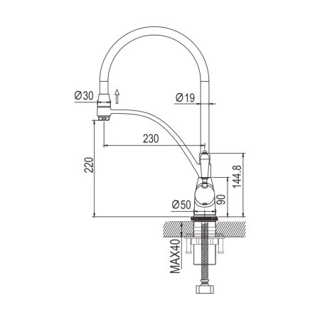 Смеситель для кухни Rose R153, хром