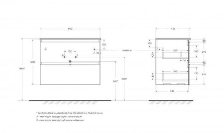 Мебель для ванной комнаты BELBAGNO UNO 800-900  арт. UNO-800-2C-SO-AO, артикул UNO-800-2C-SO-AO