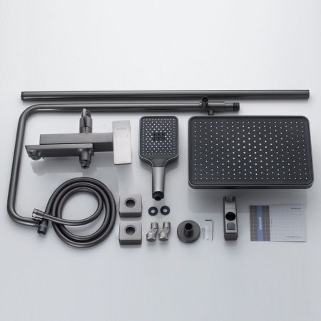 Душевая система Shevanik S4436T, оружейная сталь