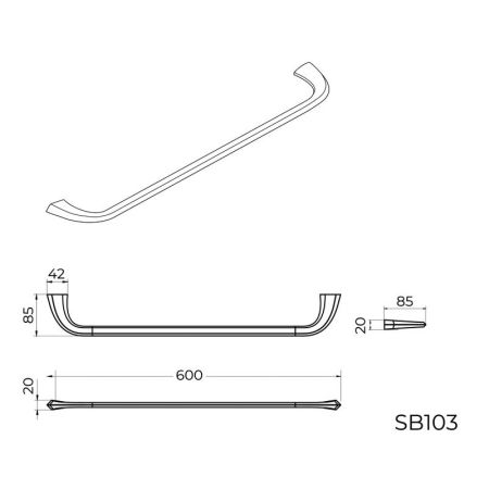 Полотенцедержатель Knotlor SB103GM, оружейная сталь, артикул SB103GM