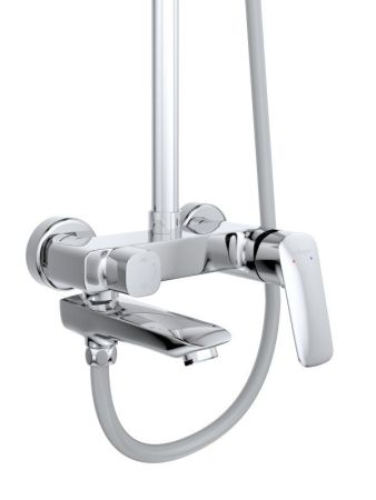 DUE Душевая стойка со смесителем и изливом, оружейная сталь DUE-VSCM-GM, артикул DUE-VSCM-GM