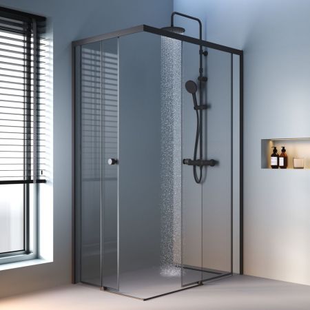 W94G-403-12080-BТ Душевое ограждение X-Joy Square Slide 120х80, черный, прозрачное, артикул W94G-403-12080-BТ