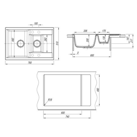 Кухонная мойка Dr. Gans АСТРА 25.065.D0760.409, базальт, артикул 25.065.D0760.409