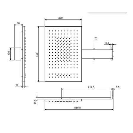 Fantini Acquafit Верхний душ 30х45см настенный, цвет: Matt Gun Metal PVD