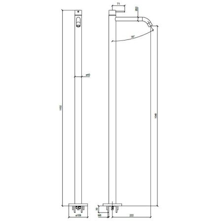 Смеситель для раковины, Almar, тип открывания воды-однорычажный, тип регулирования воды-керамический картридж, монтаж-напольный, отверстия для монтажа-1, высота, мм-1132, вынос излива, мм-222, тип излива-неподвижный, донный клапан-отсутствует, стандарт по, артикул E214007.CR