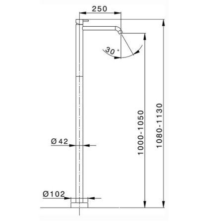 Смеситель для раковины, Cisal, Less New, тип открывания воды-однорычажный, отверстия для монтажа-1, высота, мм-1080-1130, вынос излива, мм-250, внутренняя часть-необходимо заказать, цвет-Matt Black, артикул LN01451040