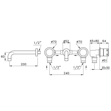Stella Bamboo 3861TR Встраиваемый смеситель для раковины , цвет: хром, артикул BT01003CR00