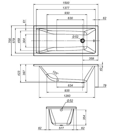 W93A-150-070W-R Gem  каркас для ванны 150х70 см, артикул W93A-150-070W-R
