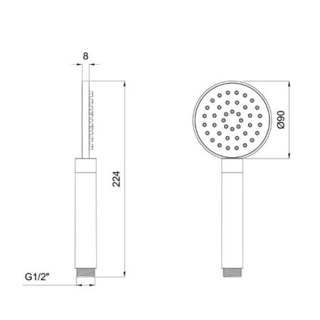 Ручной душ, Almar, Hand Showers, Posh, размер душевого диска, мм-90, форма-круглая, количество режимов-1, тип струи-дождь (Rain), материал-латунь, цвет-хром, артикул E082108.CR