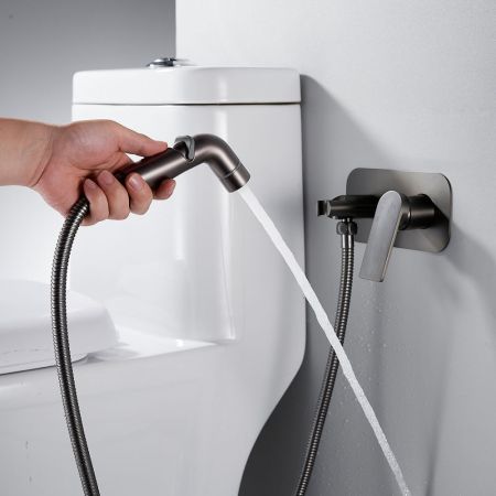 Гигиенический душ со смесителем Shevanik S4105T, оружейная сталь, артикул S4105T