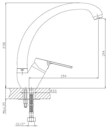 Смеситель St.-Petersburg для кухни, J-излив, артикул: SPb 03