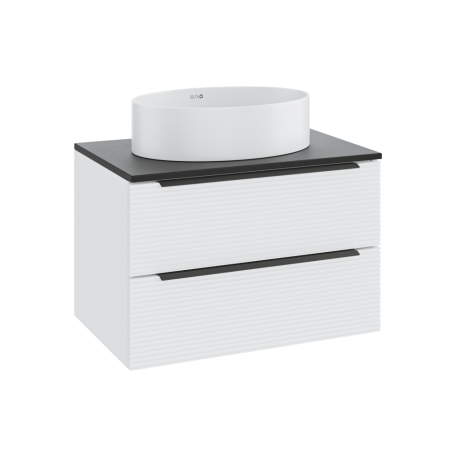 Тумба Runo Орлеан 60 белый матовый/чёрный подвесная под накладной умывальник (00-00004649), артикул 00-00004649