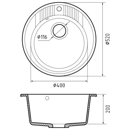 Кухонная мойка GranFest RONDO 520, графит, артикул R-520 графит