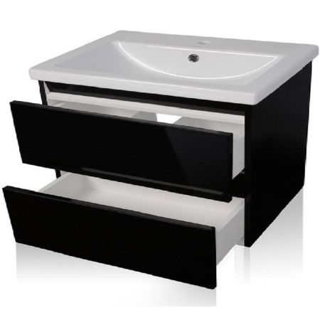 Тумба под раковину Style Line Даймонд 80 Люкс Plus СС-00000497 подвесная Черная, артикул СС-00000497