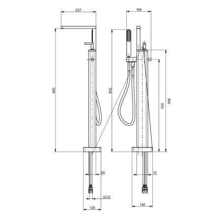 Смеситель для ванны напольный Webert Living LV851101345, никель, артикул LV851101345