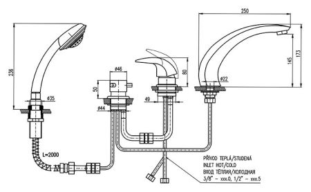 Смеситель на борт ванны Rav Slezak Dunaj D469.5SZ