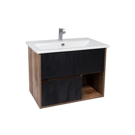 Тумба VIANT "Люксембург" 2 ящика подвесная черный 446х556х560 под раковину 1WH501606 (Элина 60) (VLUX60ELCH-T2YP), артикул VLUX60ELCH-T2YP