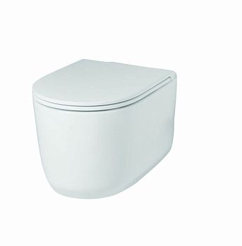 Hidra Gio, подвесной безободковый унитаз c крепежом, 55x36,5 см, цвет черный матовый