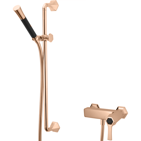 CISAL Cherie Смеситель для душа однорычажный, с душевым комплектом, цвет розовое золото/черный
