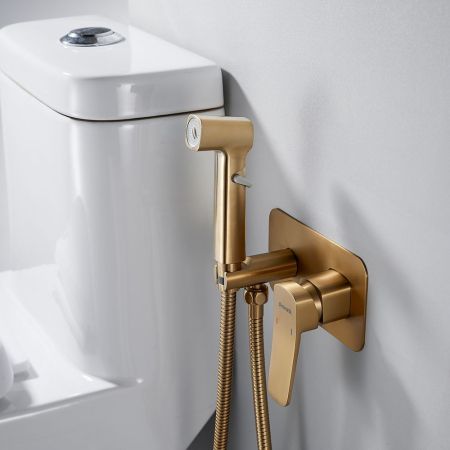 Гигиенический душ со смесителем Shevanik S9905G, золотой сатин, артикул S9905G