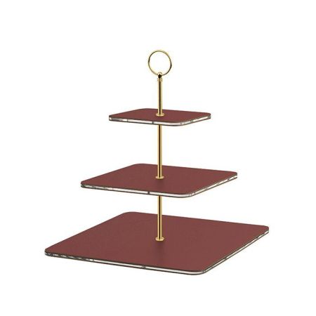 ADJ Сервировочная стойка, 30x30xH35 см.,ручка Круглая, цвет: бордовый, фурнитура золото, артикул 0092C.30.O