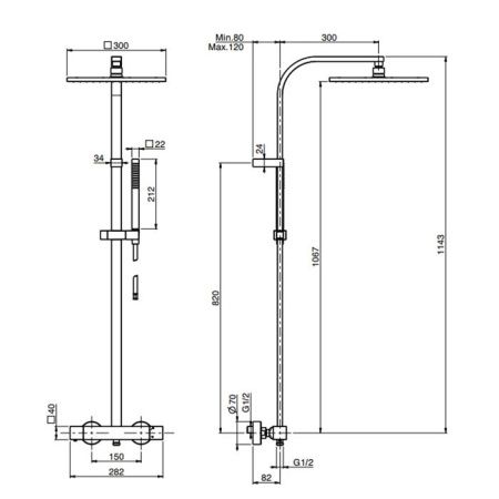Fima Carlo Frattini Colonne doccia Душевая стойка, верхний душ 30х30см., с термостатическим смесителем, держателем и ручным душем, цвет: хром Fima Carlo Frattini Colonne doccia Душевая стойка, верхний душ 30х30см., с термостатическим смесителем, держателем и ручным душем, цвет: хром