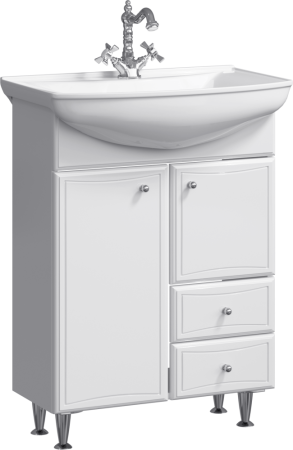 "Барселона" тумба под умывальник Стиль 650 на ножках с двумя ящиками и корзиной BA0106K, артикул BA0106K
