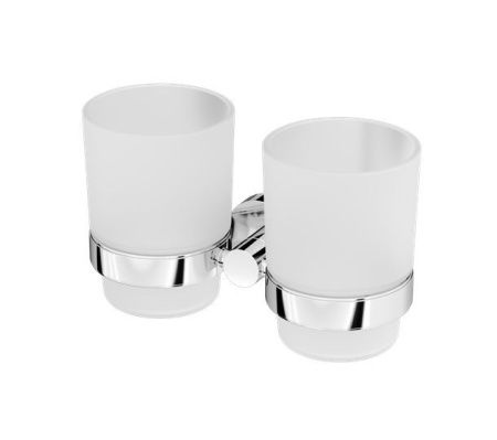 A74343400 Sense L, Двойной стеклянный стакан с настенным держателем, хром A74343400 Sense L, Двойной стеклянный стакан с настенным держателем, хром