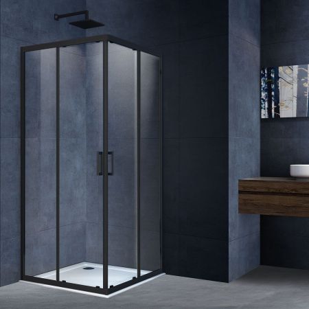 Душевой уголок Alpha VSS-3AL100CLB, 1000*1000, черный, стекло прозрачное, артикул VSS-3AL100CLB