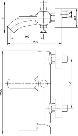 Смеситель для ванны с душем Aquanet Minima AF130-20C, артикул AF130-20C