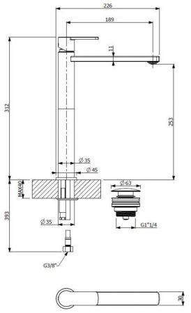 Смеситель для накладной раковины CEZARES GLAM-LC