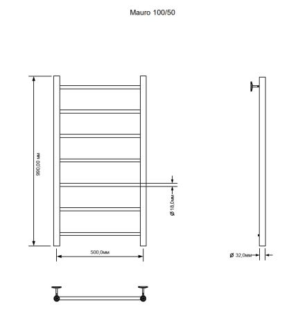 Полотенцесушитель электрический Aquanet Mauro 100х50 Тэн справа, артикул 00282004