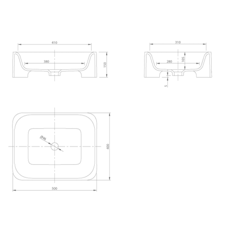 KNIEF Feel Раковина накладная  50х40х15 см, без отв под смеситель, цвет белый матовый