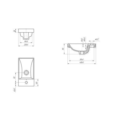 Раковина Cersanit  MODUO UM-MOD40/1, белый, артикул UM-MOD40/1