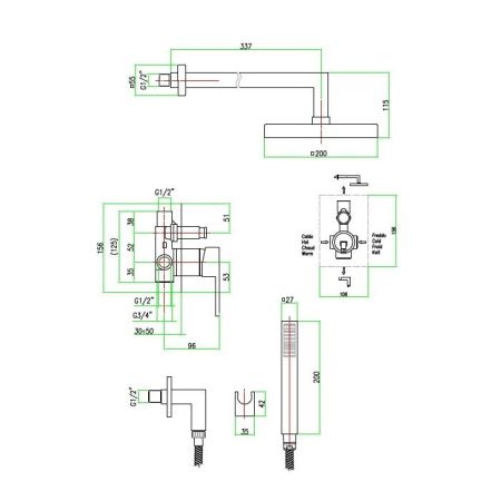 Смеситель для душа Fiore Kube 100CR7519, хром