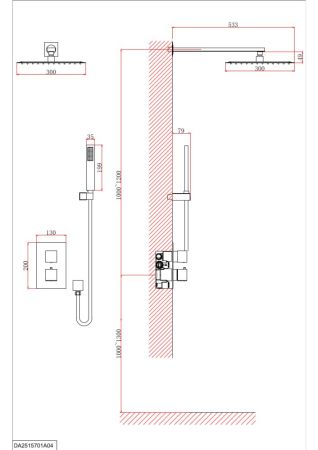 Душевая система D&K встраиваемая термостатическая Bayern.Liszt (DA2515701A04), артикул DA2515701A04