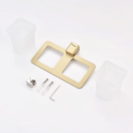 Стакан для ванной комнаты двойной Raglo R301.08.03, золотой сатин