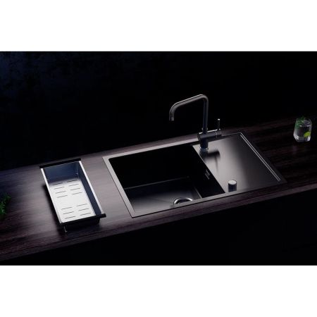 Кухонная мойка Ulgran Steel 780x500, черная брашированная сталь, артикул US 780-002