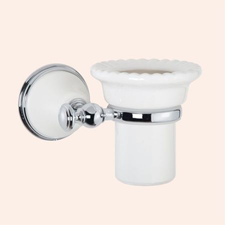 TW Harmony 109, подвесной cтакан, керамический (белый), цвет держателя: белый/хром, артикул TWHA109bi/cr