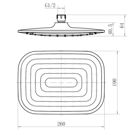 Верхний душ FASHUN A057-7, чёрный/хром
