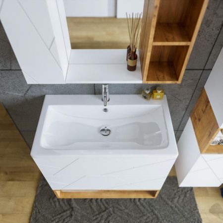 Комплект мебели для ванной Бриклаер КРИСТАЛЛ 80ZSNB, белый/дуб бунратти, артикул КРИСТАЛЛ 80ZSNB