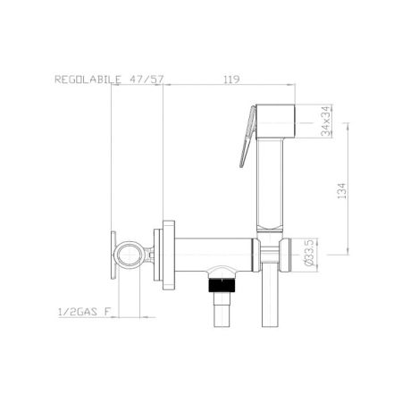 BOSSINI CUBE Гигиенический душ с прогрессивным смесителем, лейка металлическая, шланг Cromolux, цвет хром, артикул E38003B.030