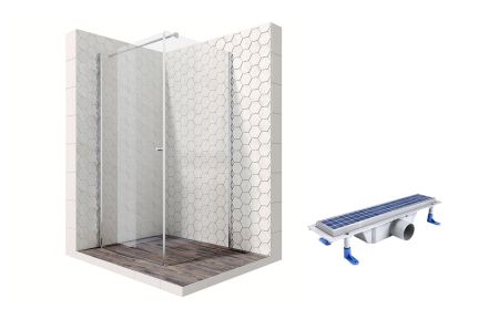 Душевой уголок Ambassador Nord 13011104-ST1, квадратный, линейный трап, 100х100, артикул 13011104-ST1