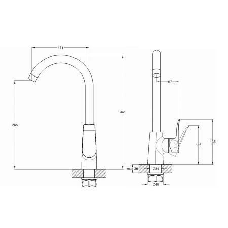 Смеситель для кухни G.Lauf GOB4-A134, хром