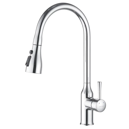 Смеситель для кухни с выдвижным изливом Shevanik S163, хром